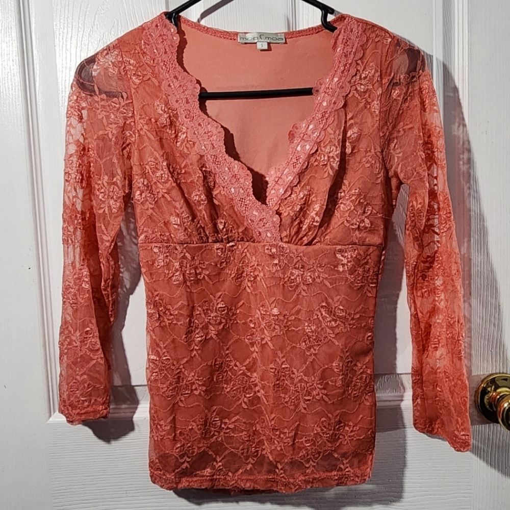 Vintage Y2K Peach Lace Top
